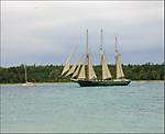 S/V Denis Sullivan sailing out of the Beaver Island Harbor