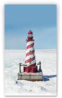 Aerial Photograph of the White Shoal Lighthouse in Winter